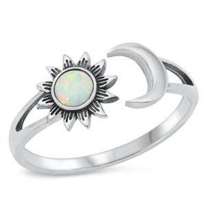 Silver Lab Opal Ring - Sun & Moon